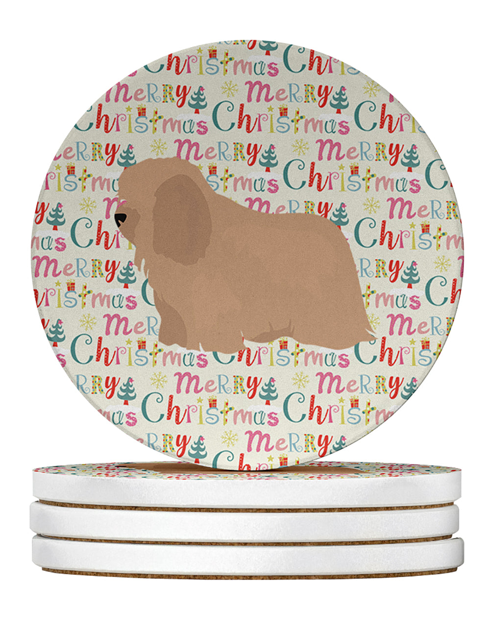 Buy this Coton de Tulear #1 Merry Christmas Large Sandstone Coasters Pack of 4