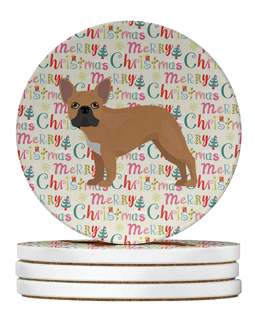 Buy this French Bulldog #2 Merry Christmas Large Sandstone Coasters Pack of 4