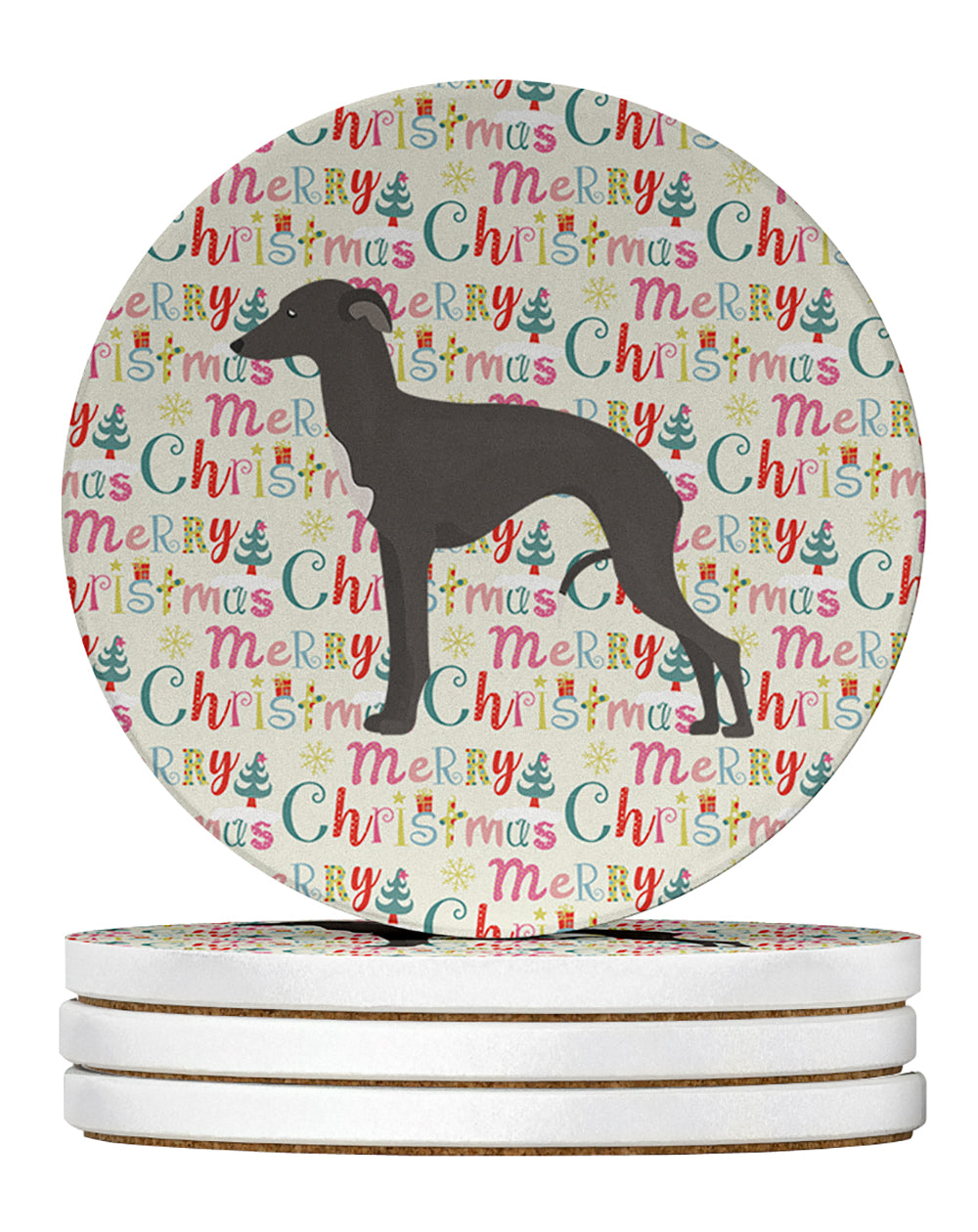 Buy this Italian Greyhound #1 Merry Christmas Large Sandstone Coasters Pack of 4