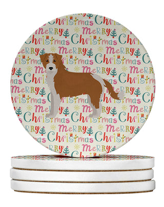 Caroline's Treasures Kromfohrlander Merry Christmas Large Sandstone Coasters Pack of 4