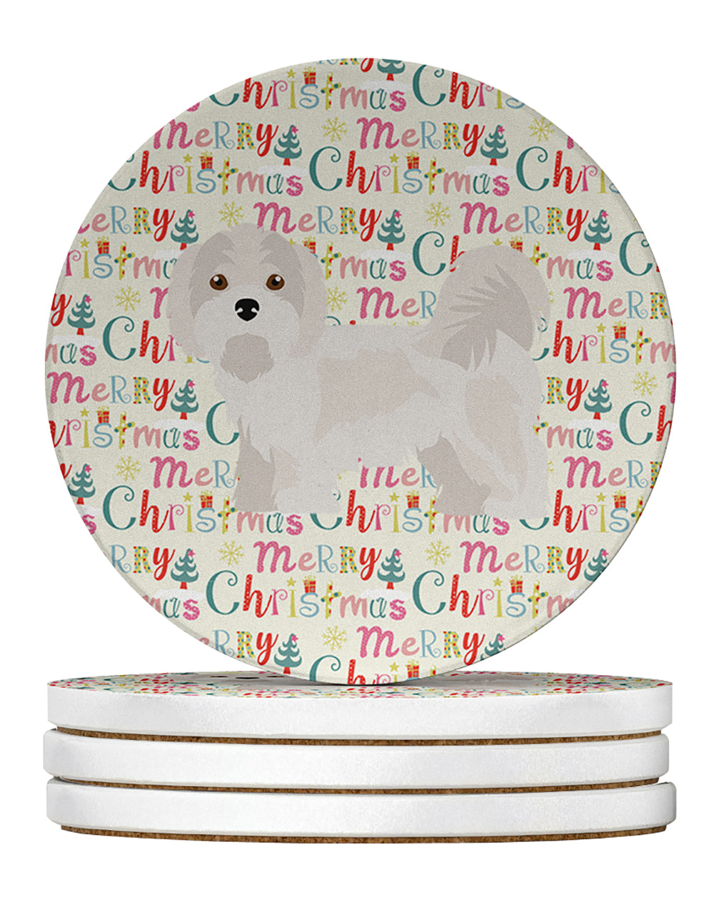 Caroline's Treasures Kyi-Leo Merry Christmas Large Sandstone Coasters Pack of 4