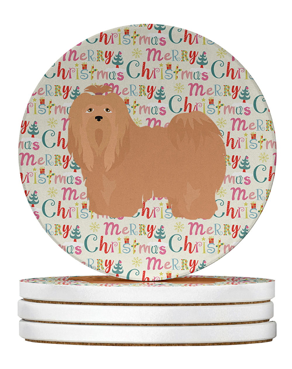 Buy this Lhasa Apso #1 Merry Christmas Large Sandstone Coasters Pack of 4