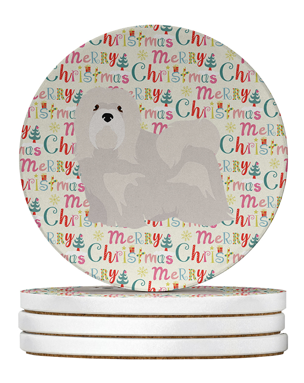 Buy this Lhasa Apso #2 Merry Christmas Large Sandstone Coasters Pack of 4