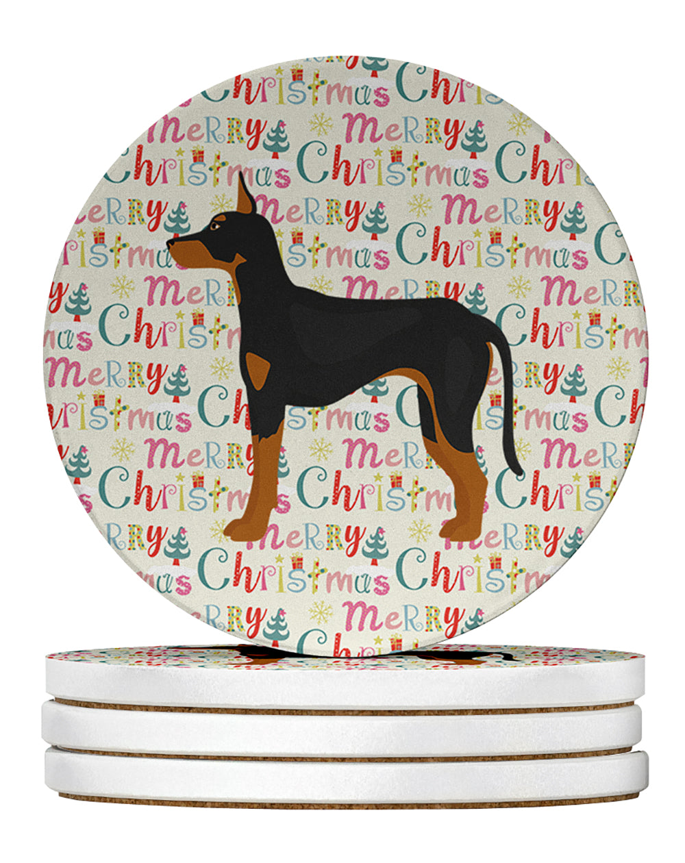 Buy this Manchester Terrier Merry Christmas Large Sandstone Coasters Pack of 4