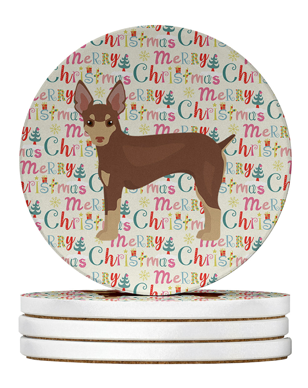 Buy this Miniature Fox Terrier Merry Christmas Large Sandstone Coasters Pack of 4