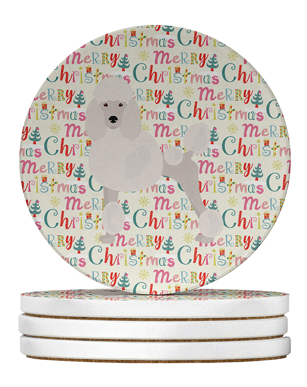 Buy this Poodle Merry Christmas Large Sandstone Coasters Pack of 4