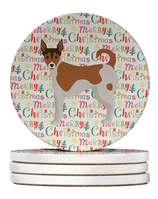 Caroline's Treasures Tenterfield Terrier Merry Christmas Large Sandstone Coasters Pack of 4