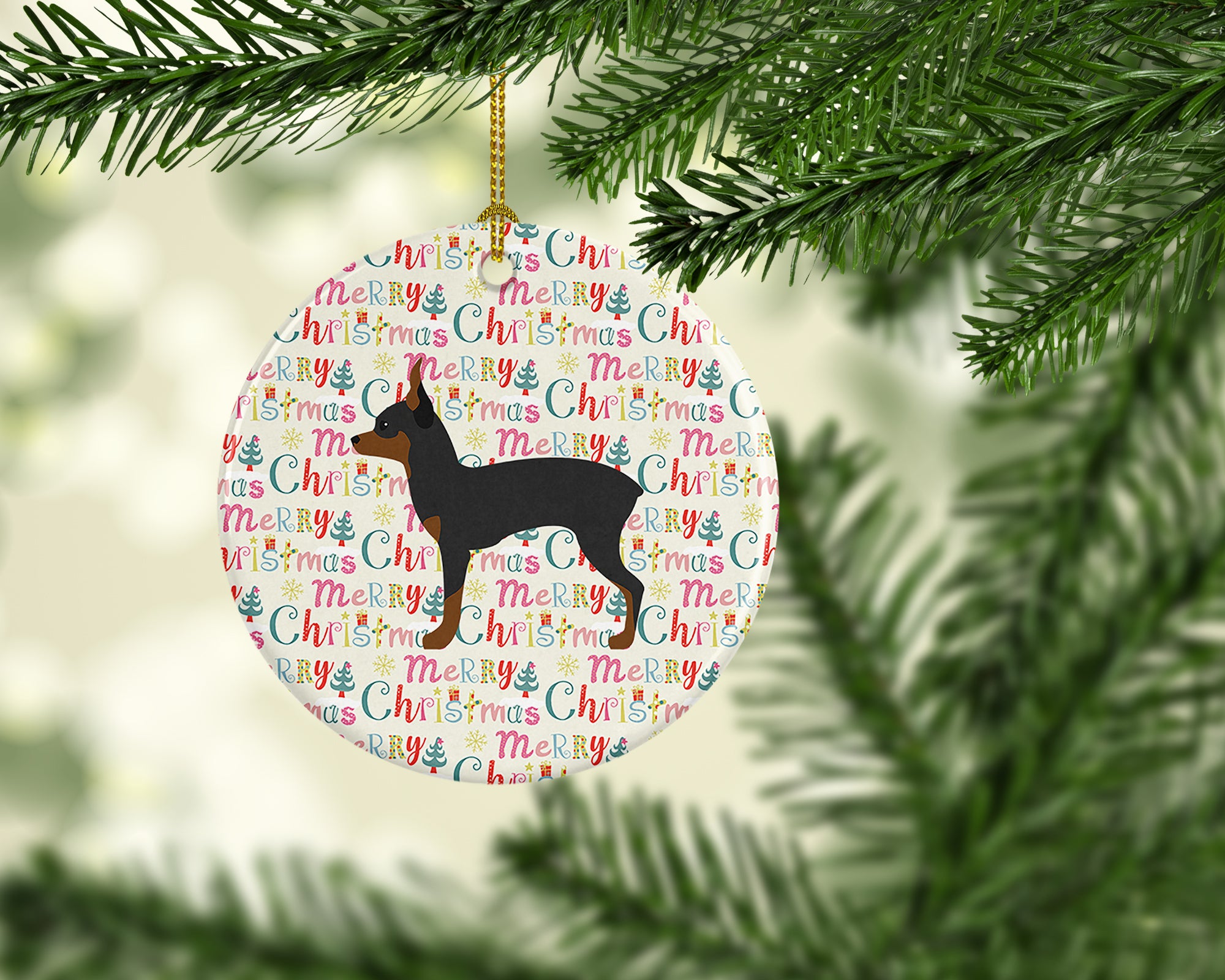 Toy Fox Terrier Merry Christmas Ceramic Ornament - the-store.com