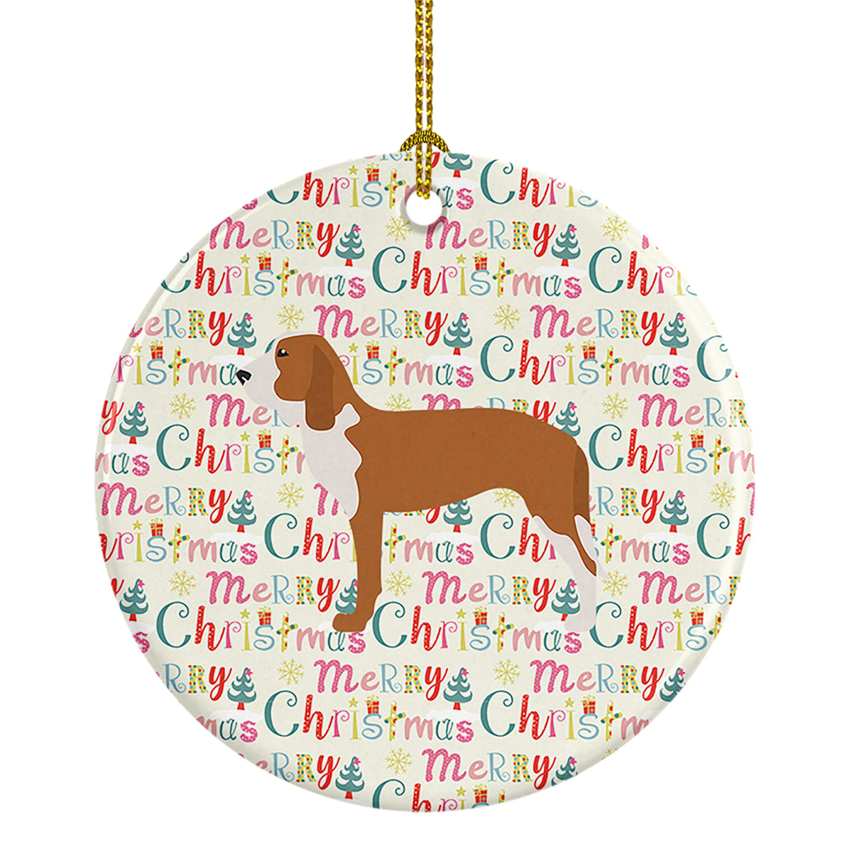 Buy this Spanish Hound Merry Christmas Ceramic Ornament