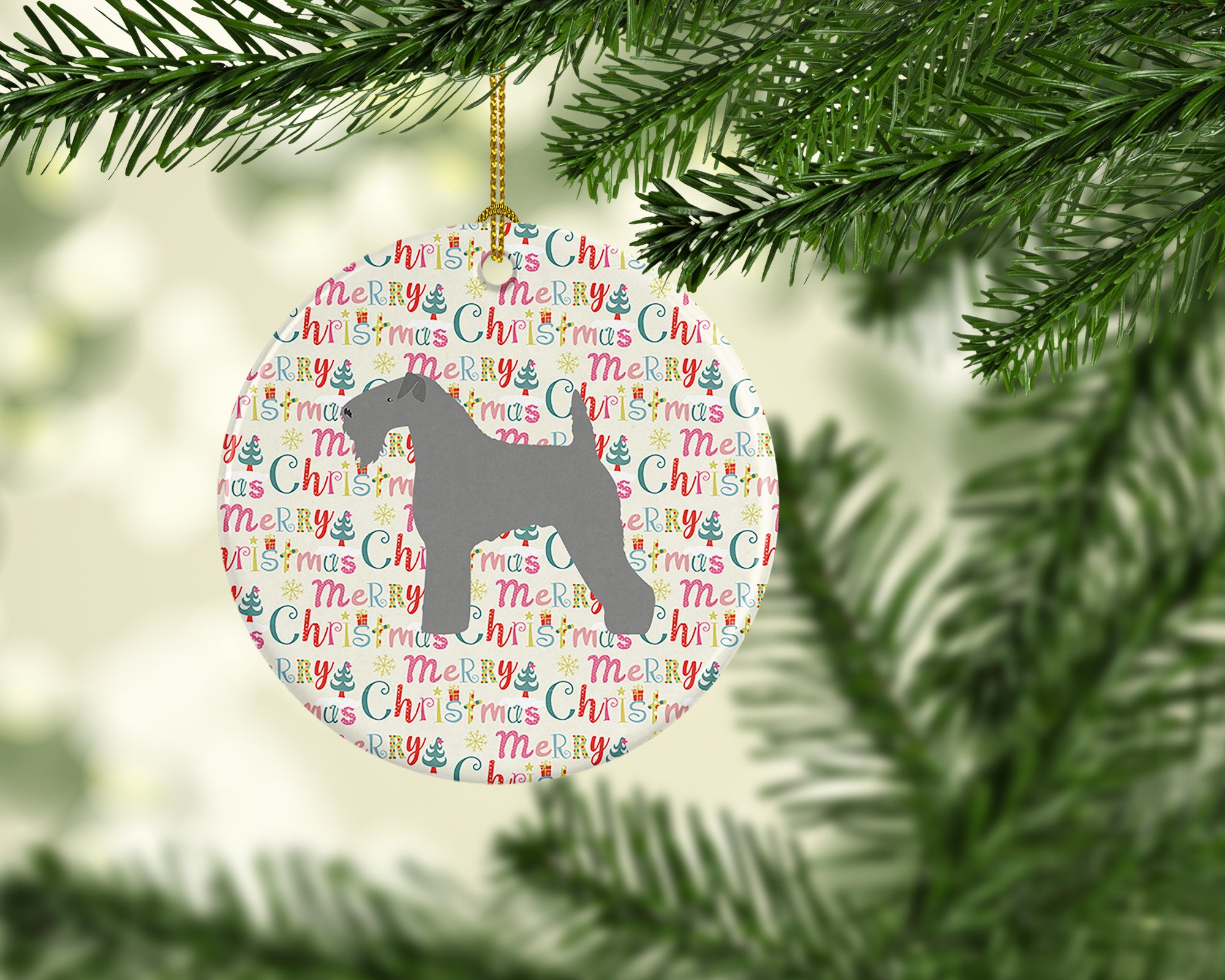 Kerry Blue Terrier Merry Christmas Ceramic Ornament - the-store.com