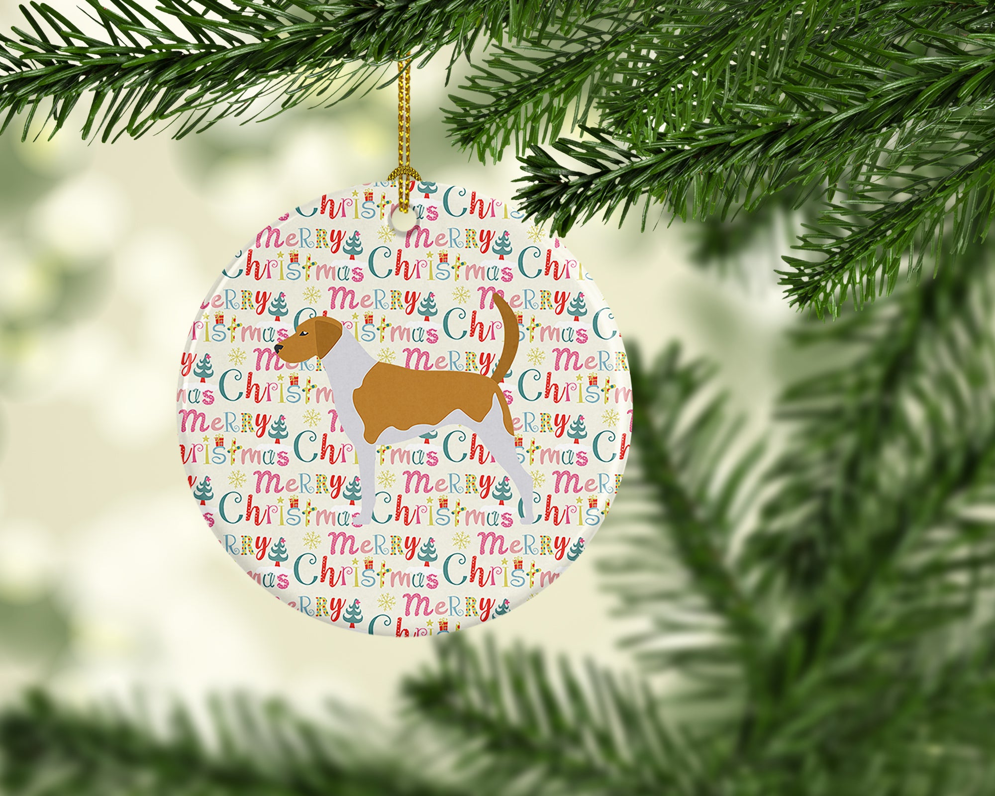 American Foxhound Merry Christmas Ceramic Ornament - the-store.com