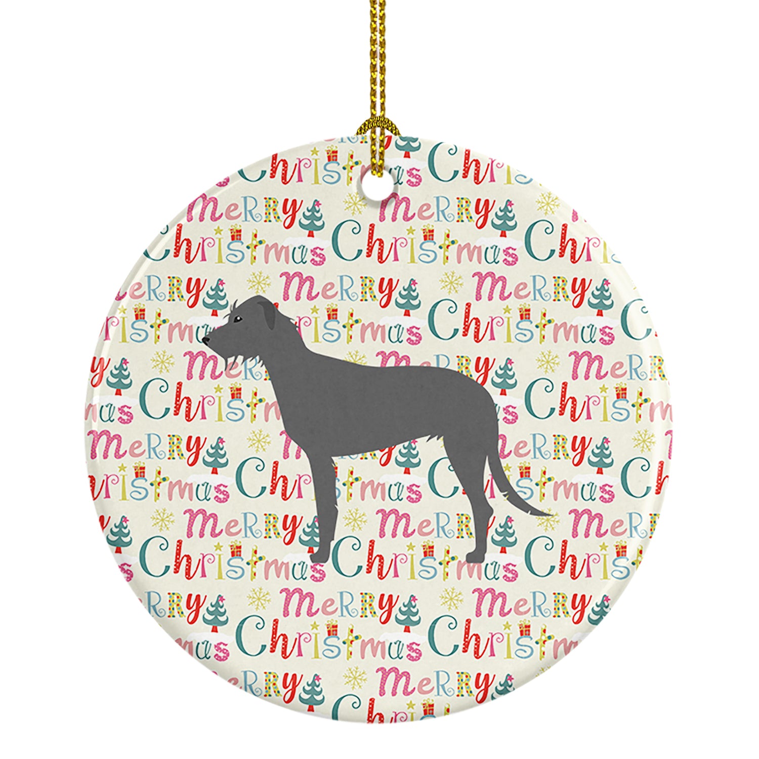Buy this Irish Wolfhound Merry Christmas Ceramic Ornament