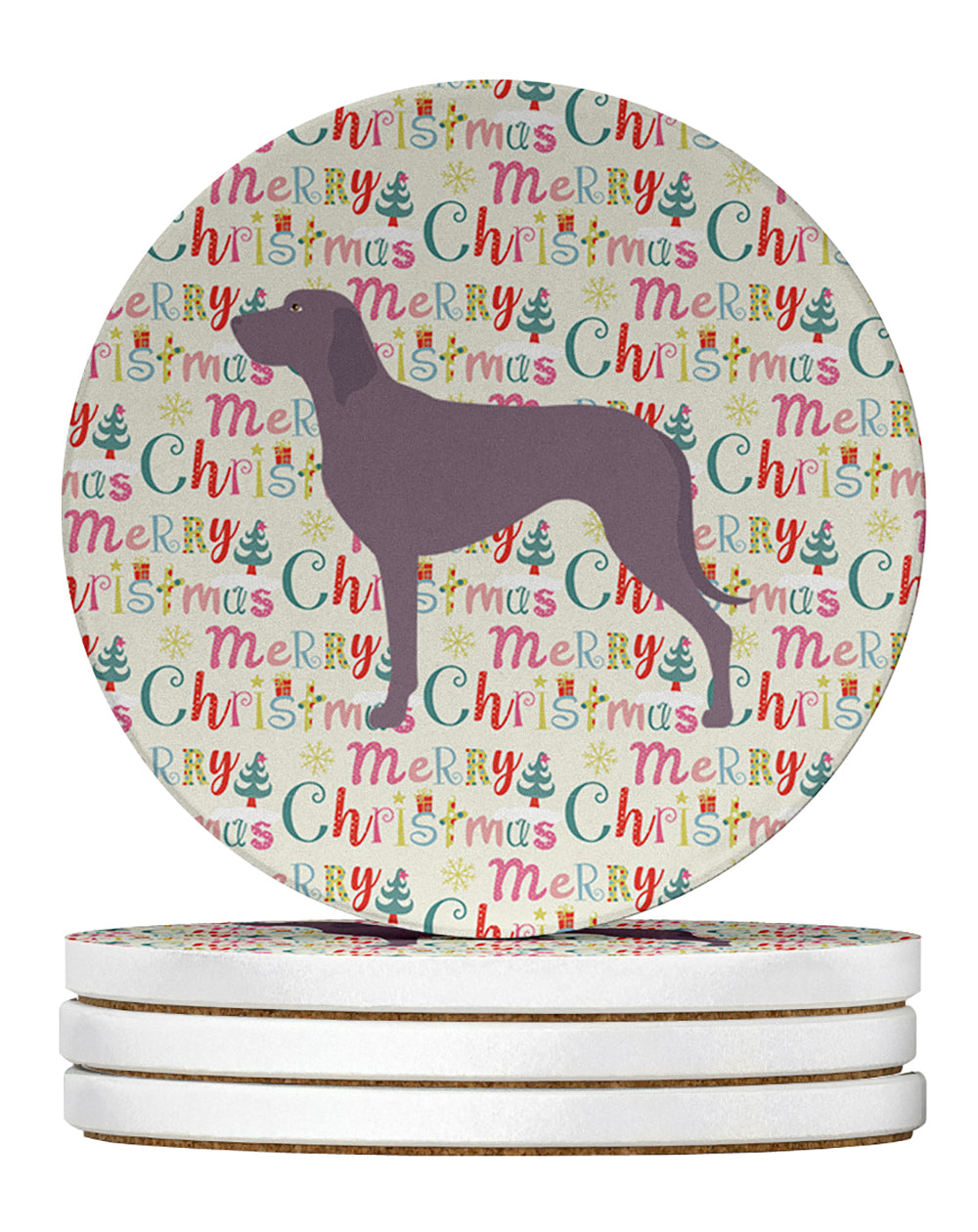 Buy this Weimaraner Merry Christmas Large Sandstone Coasters Pack of 4