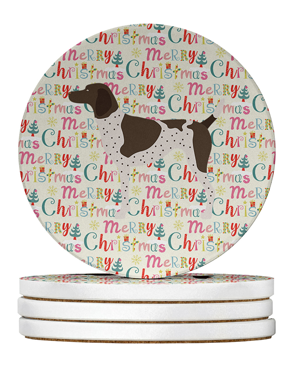 Buy this German Shorthaired Pointer Merry Christmas Large Sandstone Coasters Pack of 4