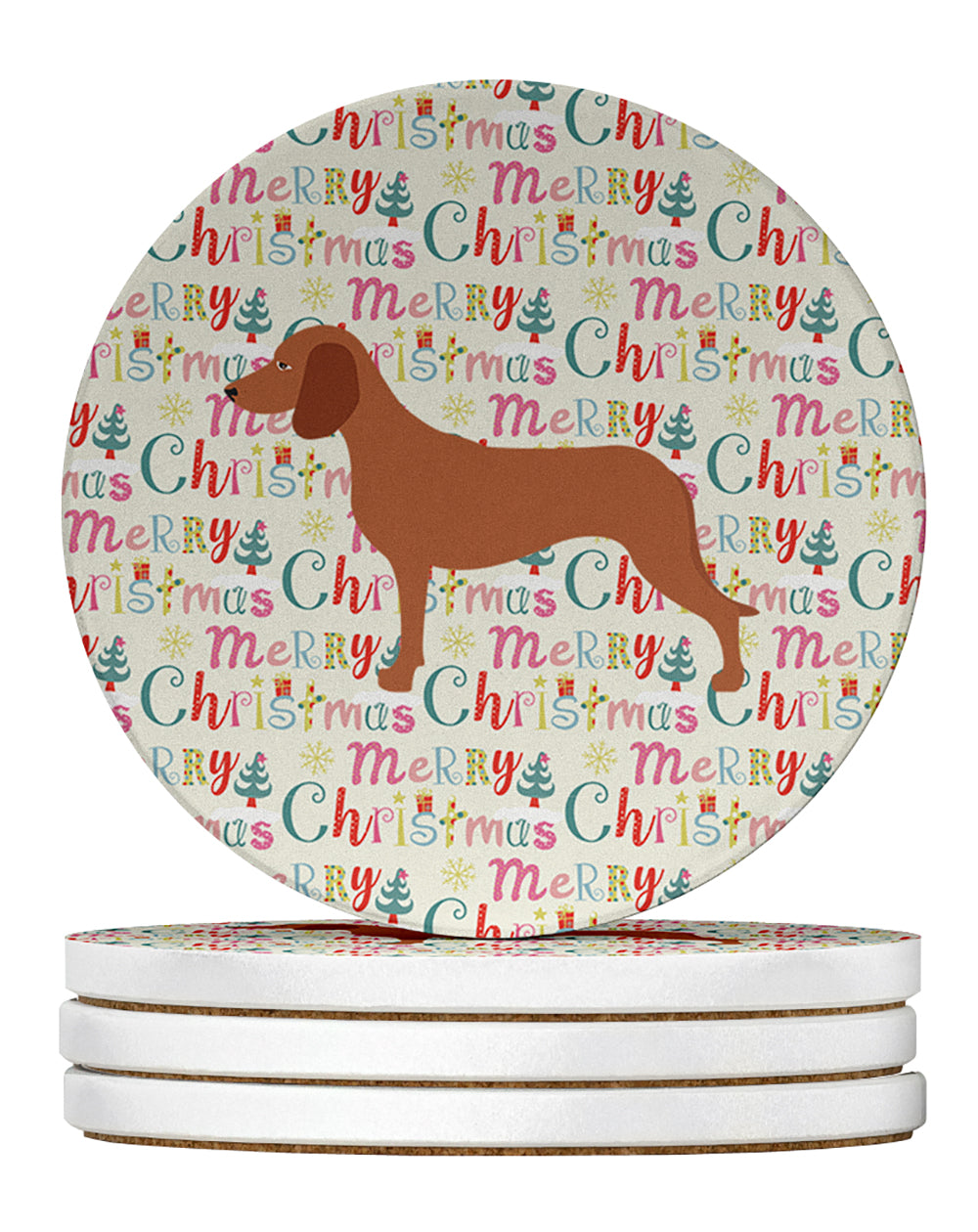 Buy this Bavarian Mountian Hound Merry Christmas Large Sandstone Coasters Pack of 4