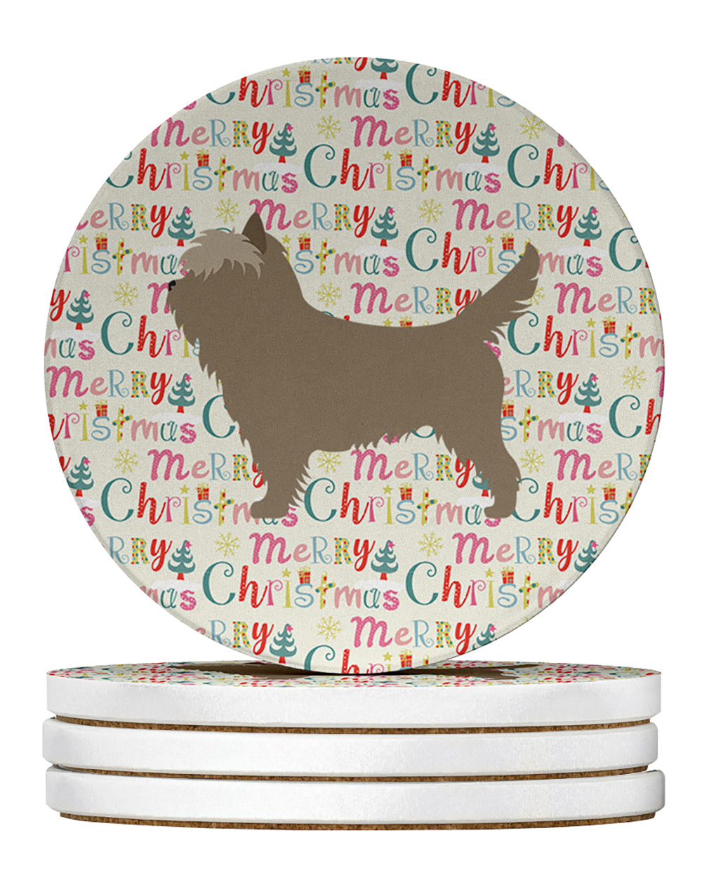 Buy this Cairn Terrier Merry Christmas Large Sandstone Coasters Pack of 4