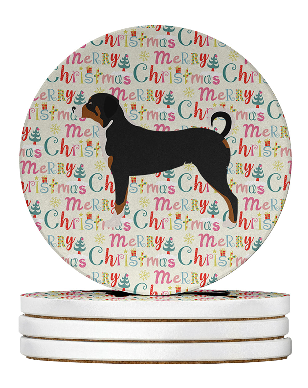 Buy this Appenzeller Sennenhund Merry Christmas Large Sandstone Coasters Pack of 4