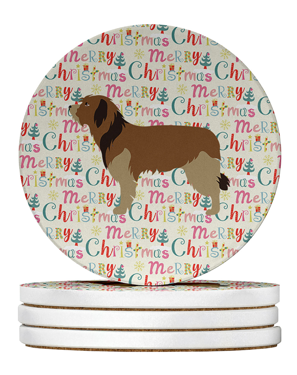 Buy this Catalan Sheepdog Merry Christmas Large Sandstone Coasters Pack of 4