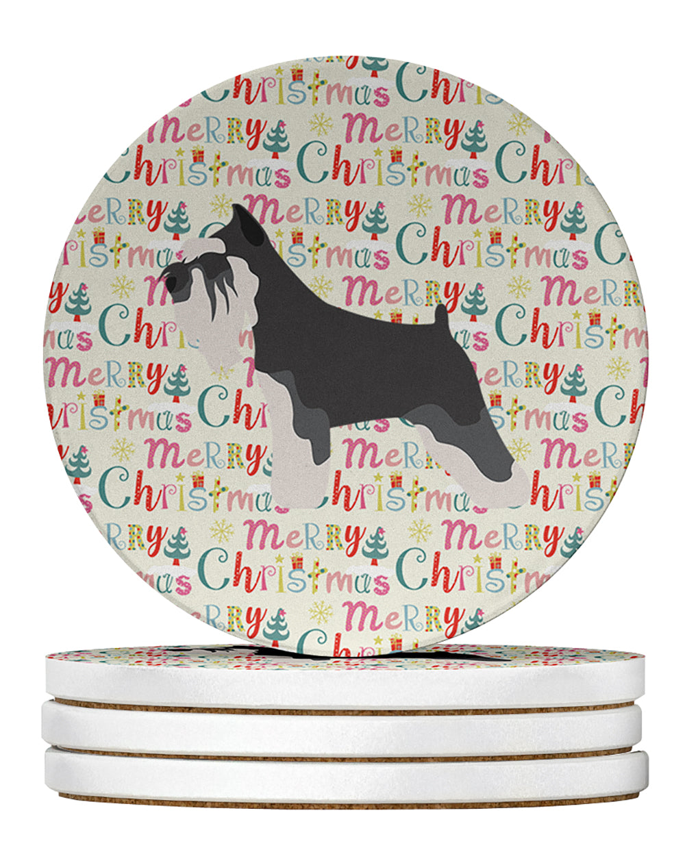 Buy this Miniature Schnauzer Merry Christmas Large Sandstone Coasters Pack of 4