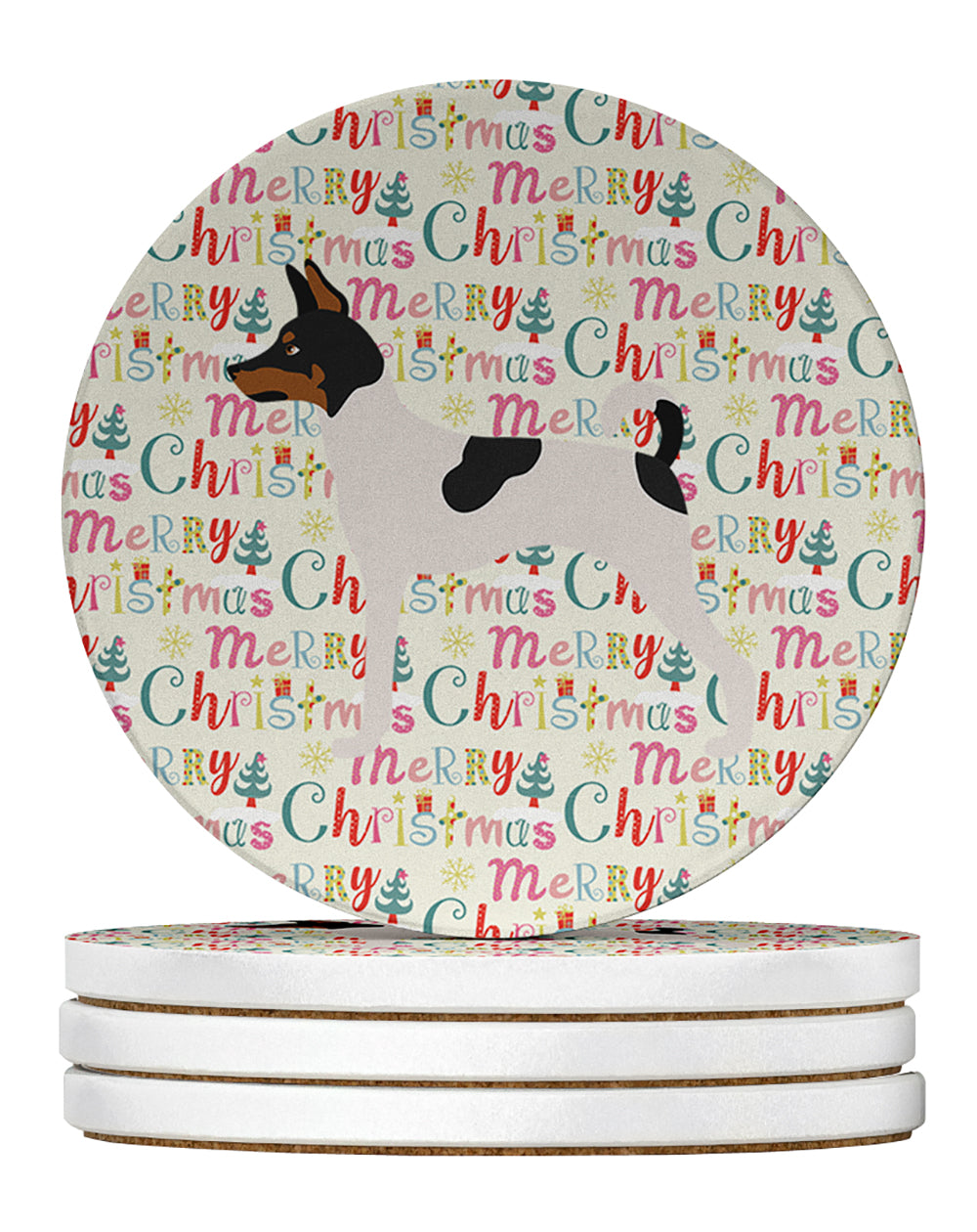 Buy this American Toy Fox Terrier Merry Christmas Large Sandstone Coasters Pack of 4
