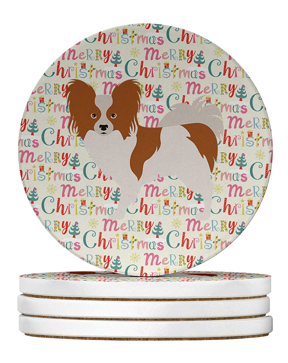 Buy this Papillon Merry Christmas Large Sandstone Coasters Pack of 4