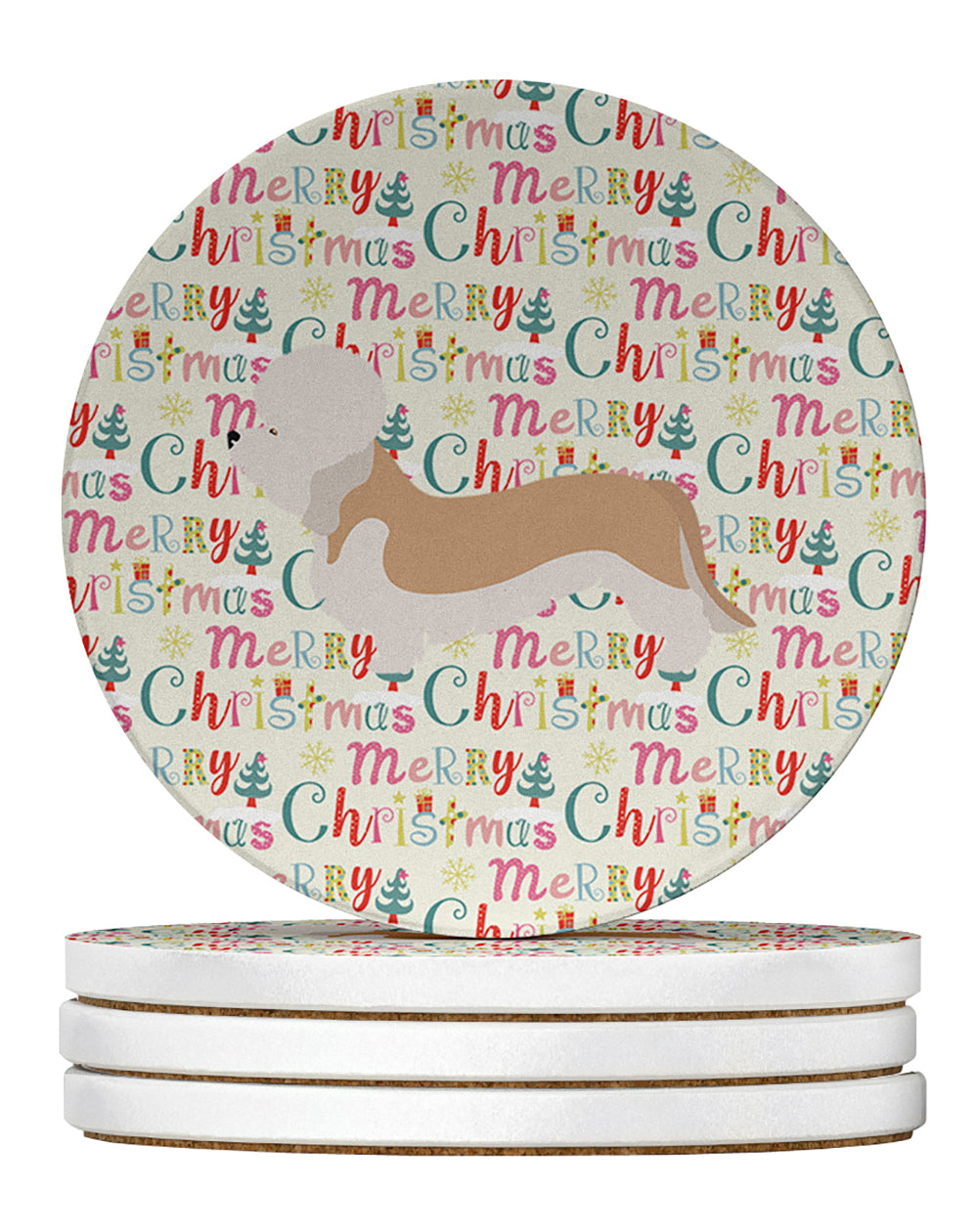 Buy this Dandie Dinmont Terrier Merry Christmas Large Sandstone Coasters Pack of 4