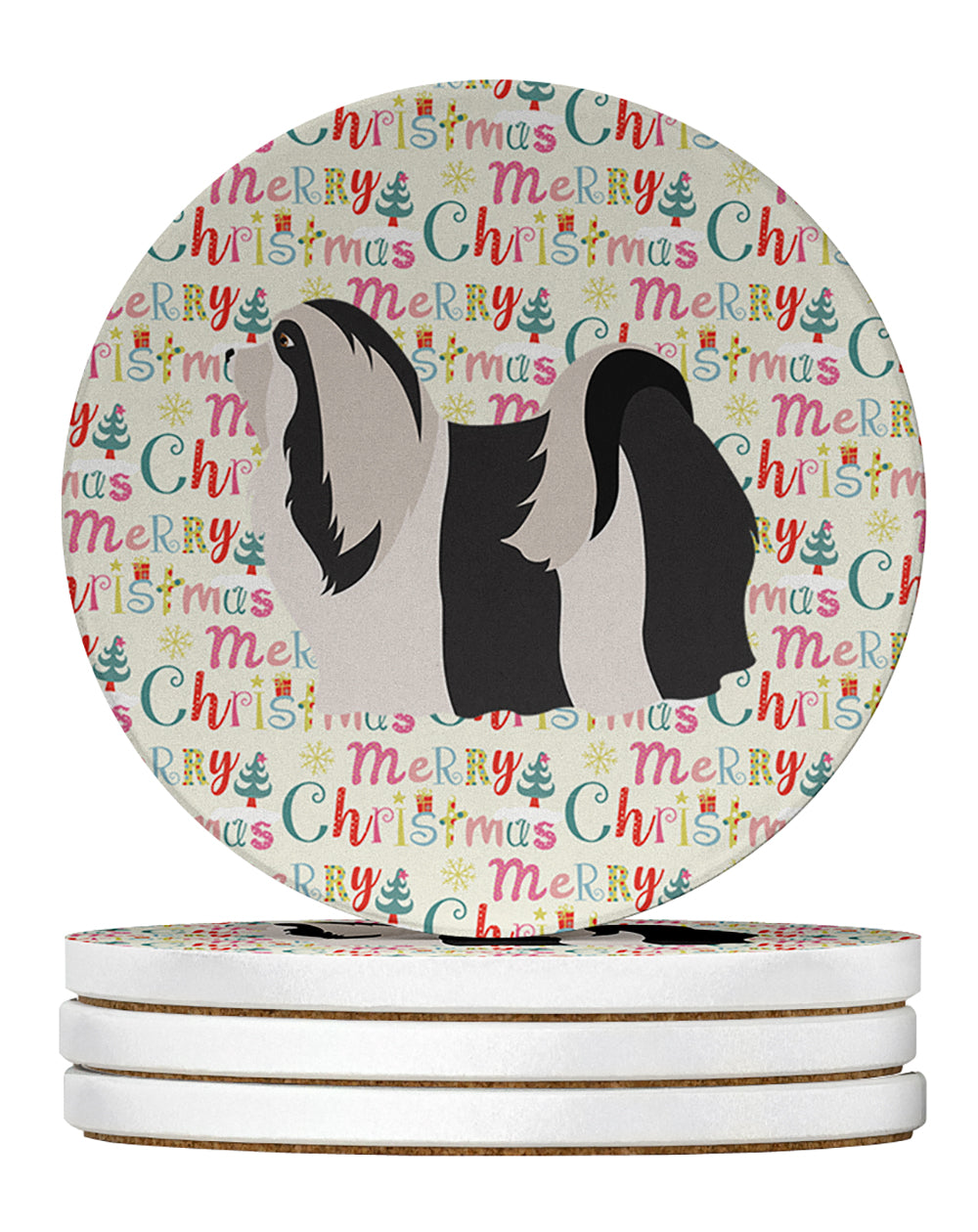 Caroline's Treasures Havanese Merry Christmas Large Sandstone Coasters Pack of 4
