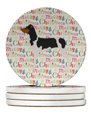 Caroline's Treasures Brazilian Terrier Merry Christmas Large Sandstone Coasters Pack of 4