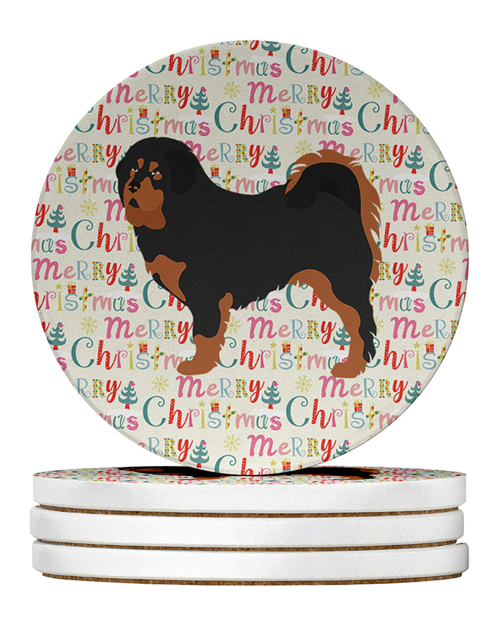 Buy this Tibetan Mastiff Merry Christmas Large Sandstone Coasters Pack of 4