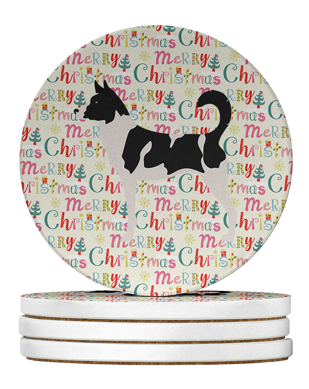 Caroline's Treasures Canaan Dog Merry Christmas Large Sandstone Coasters Pack of 4