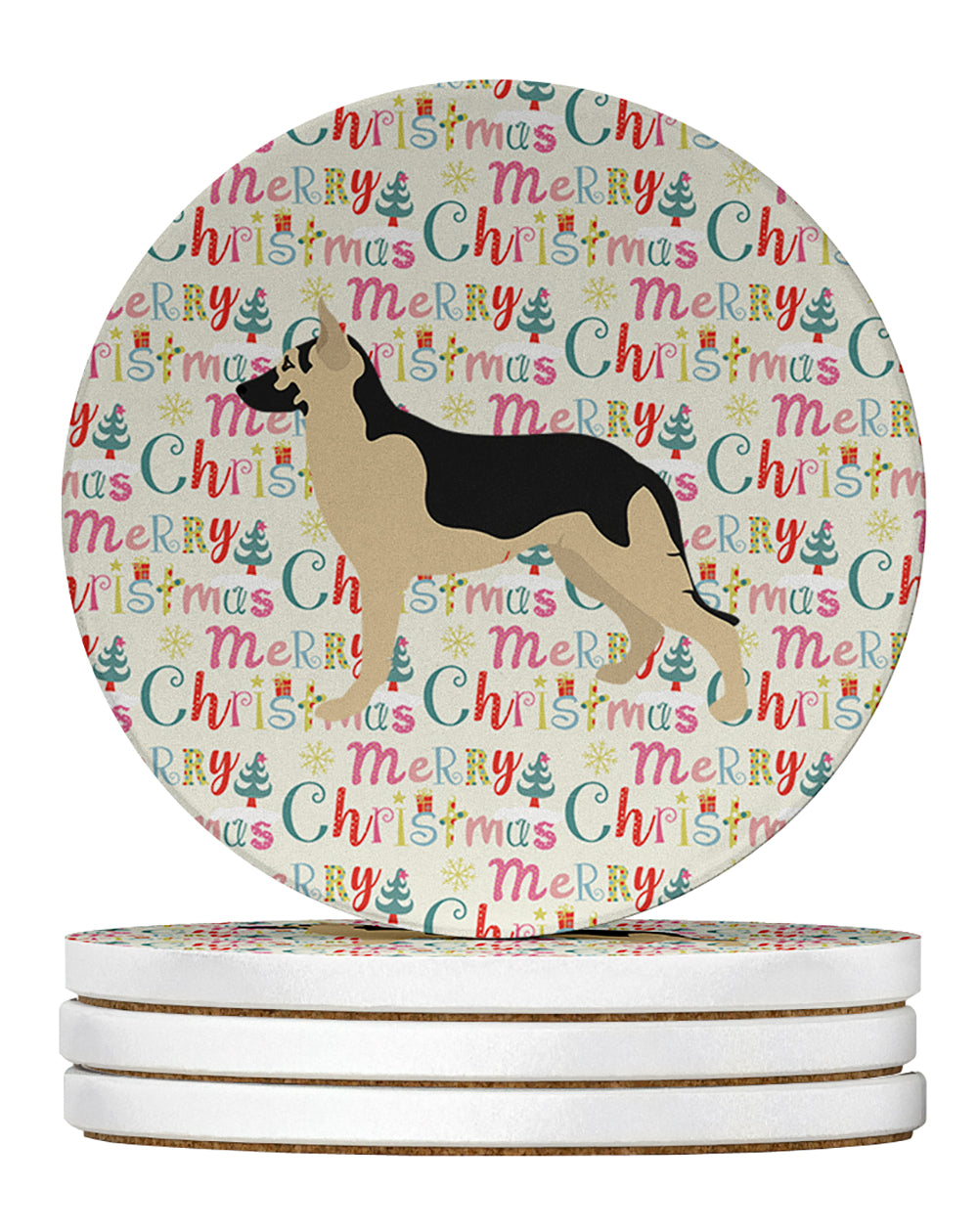 Buy this German Shepherd Merry Christmas Large Sandstone Coasters Pack of 4