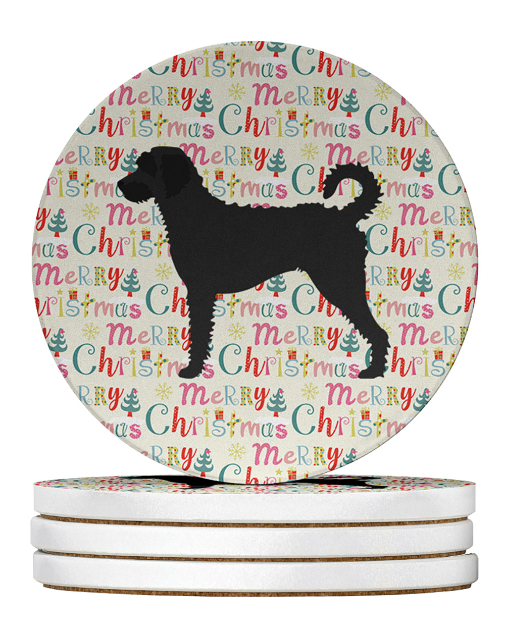 Buy this Labradoodle Merry Christmas Large Sandstone Coasters Pack of 4