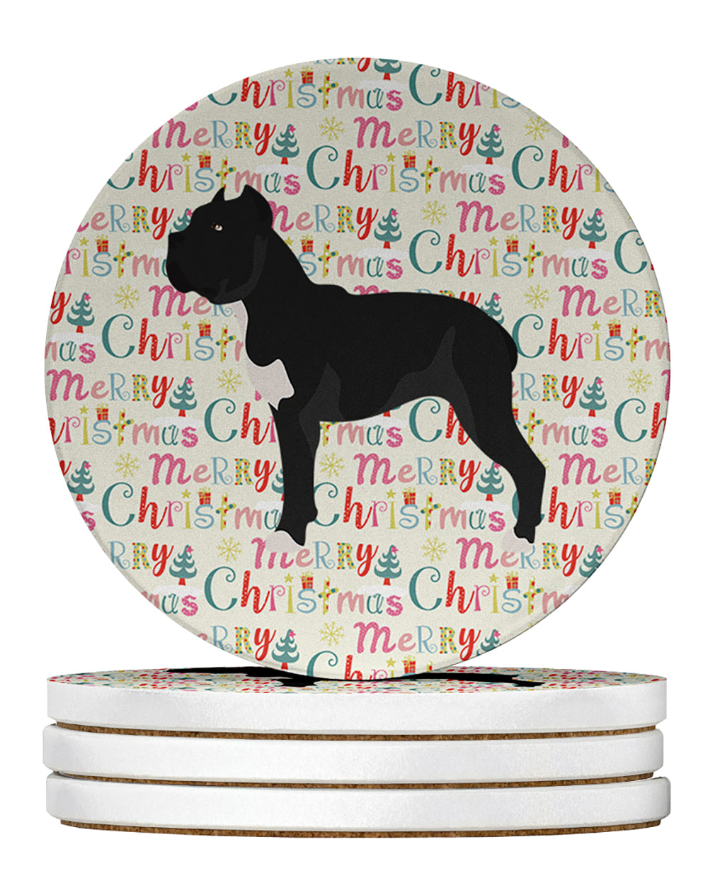 Buy this Cane Corso Merry Christmas Large Sandstone Coasters Pack of 4