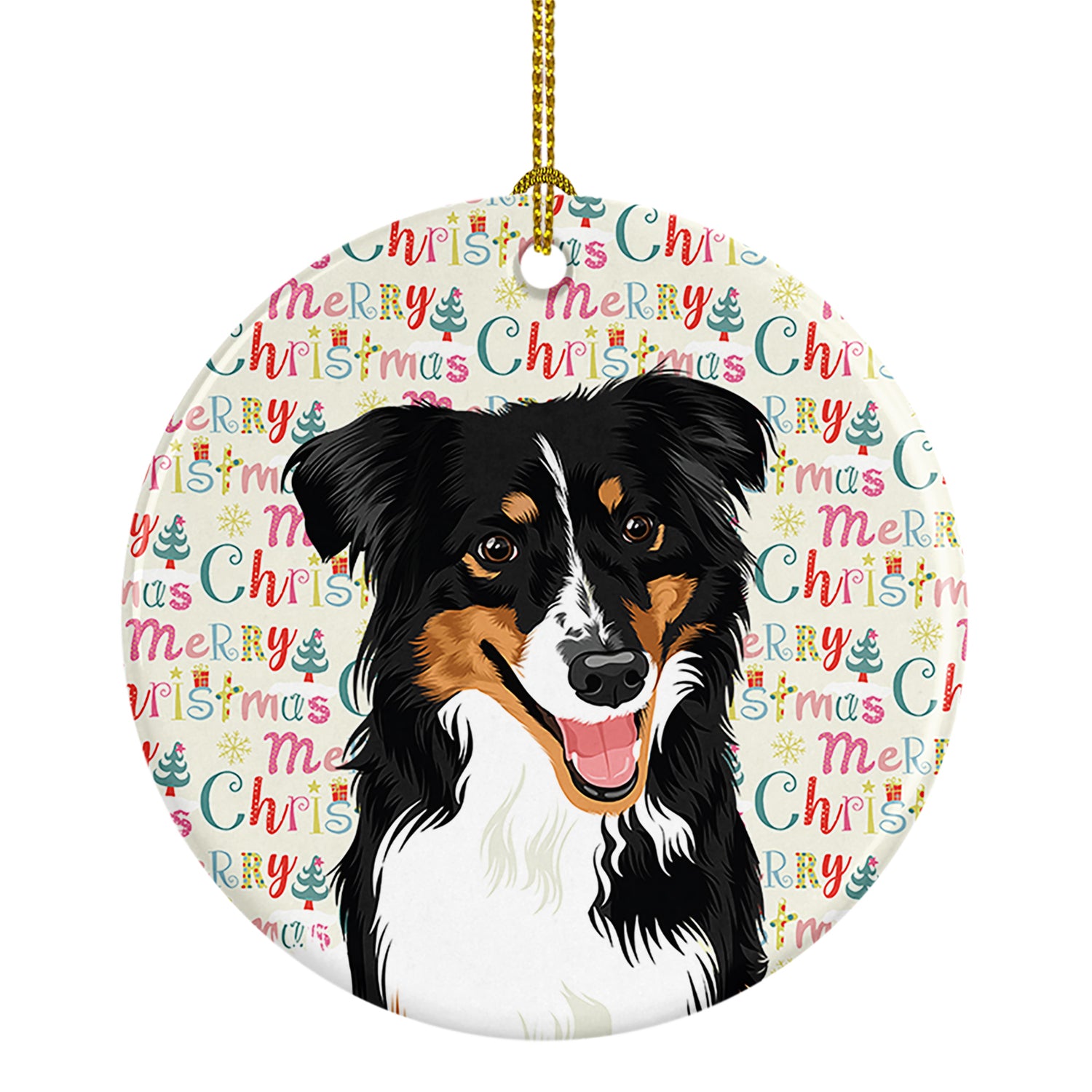 Buy this Australian Shepherd Black Tricolor #3 Christmas Ceramic Ornament