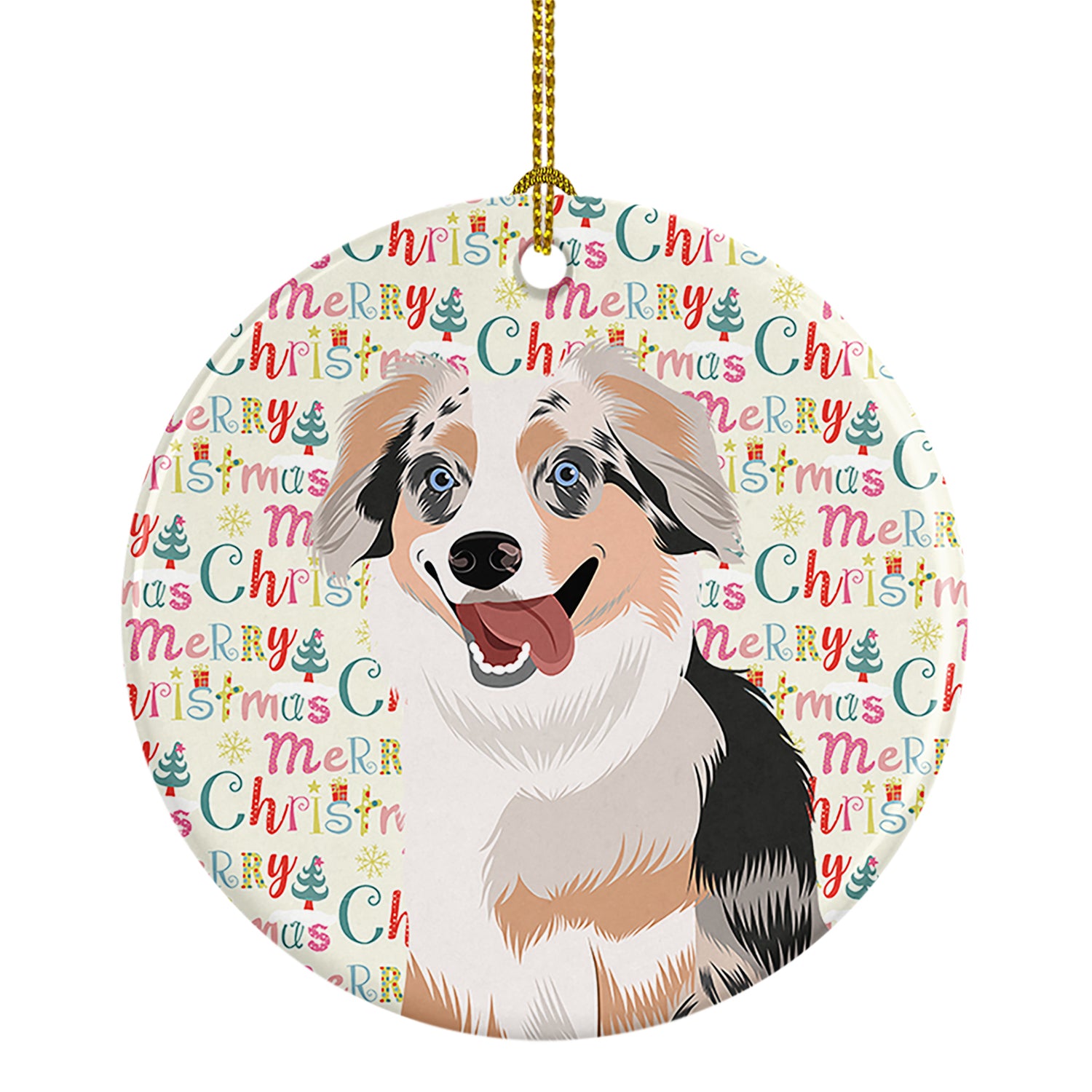 Buy this Australian Shepherd Blue Merle Puppy #1 Christmas Ceramic Ornament