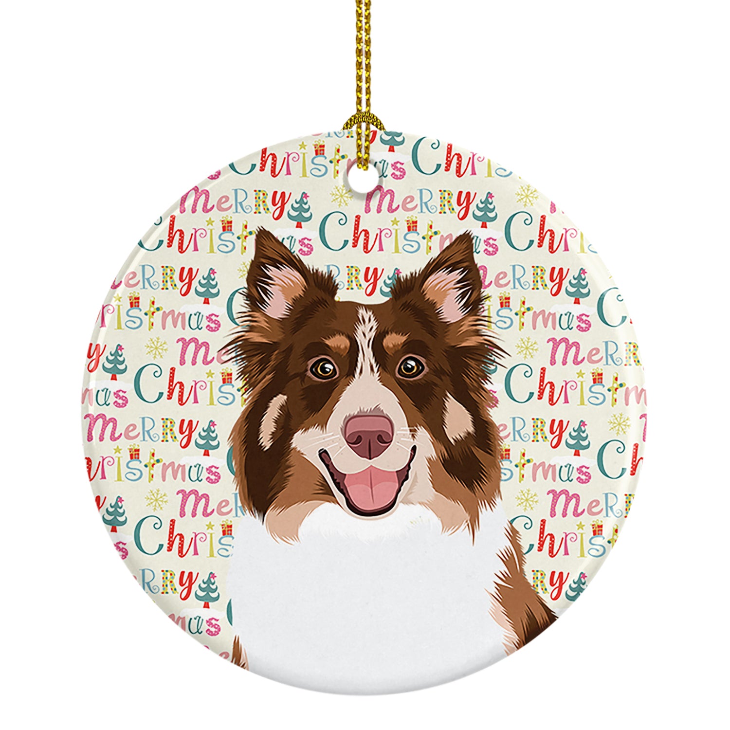 Buy this Australian Shepherd Red Tricolor #2 Christmas Ceramic Ornament