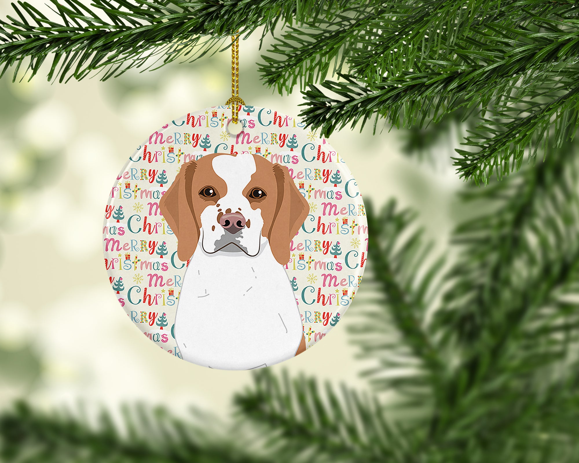 Beagle Red and White Red Ticked #1 Christmas Ceramic Ornament - the-store.com