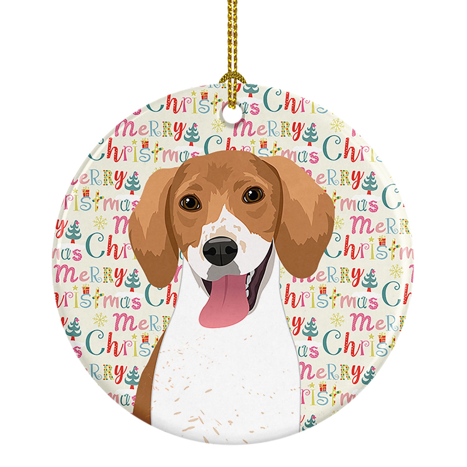 Buy this Beagle Red and White Red Ticked #2 Christmas Ceramic Ornament
