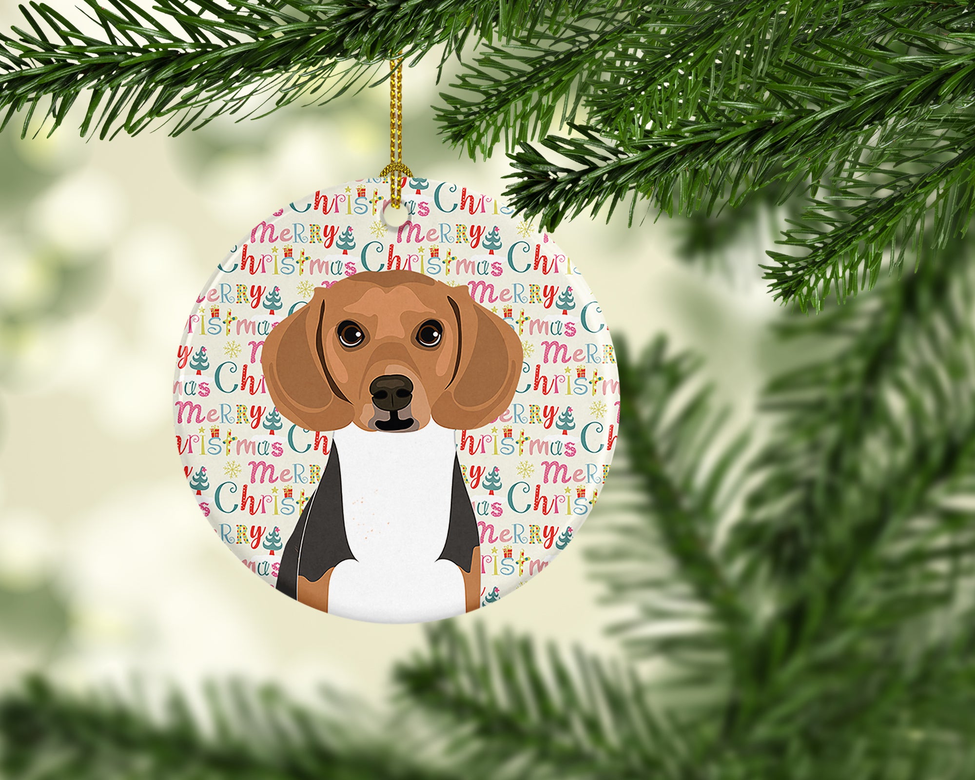 Beagle Tricolor #1 Christmas Ceramic Ornament - the-store.com