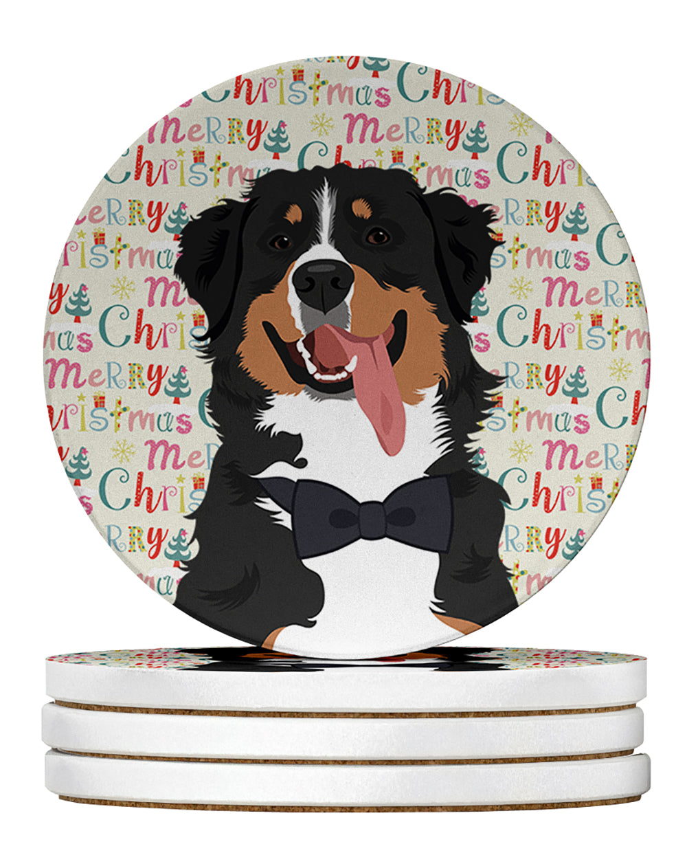 Buy this Bernese Mountain Dog #1 Christmas Large Sandstone Coasters Pack of 4