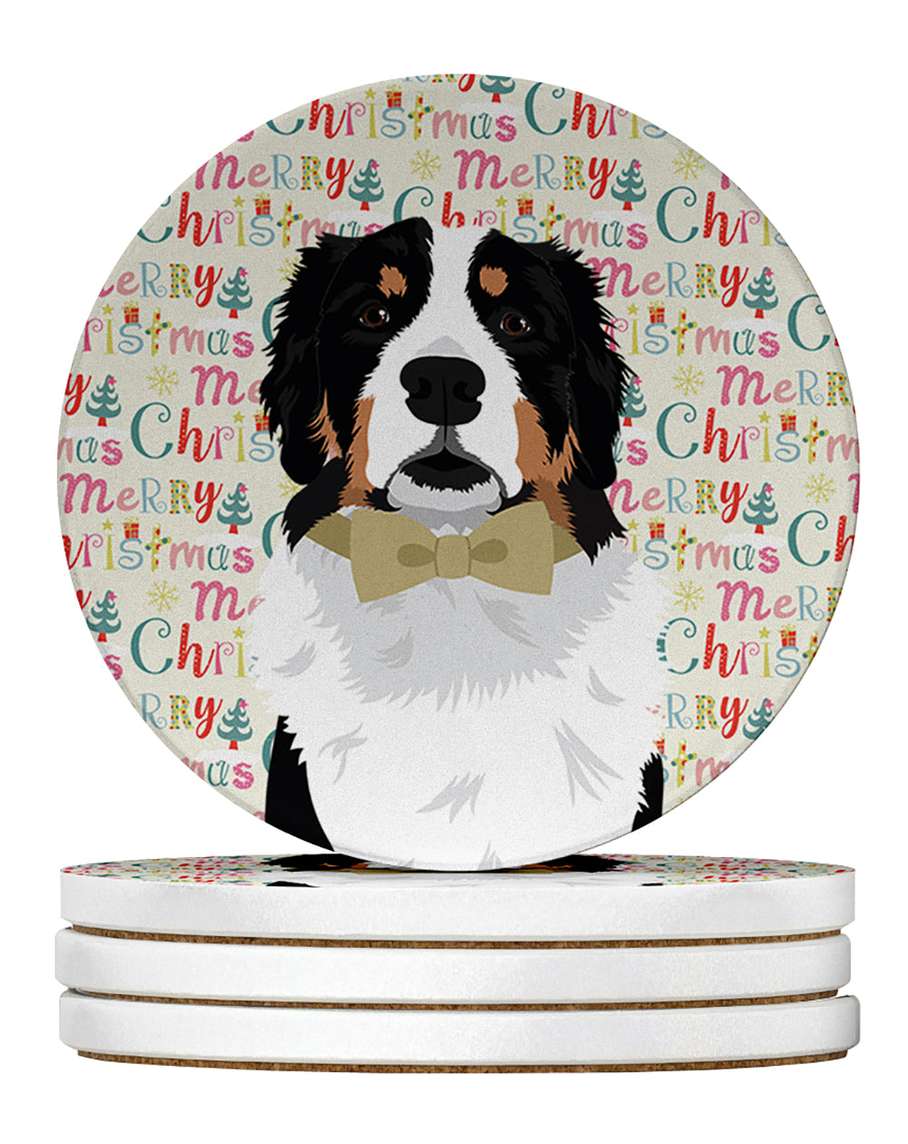 Buy this Bernese Mountain Dog #2 Christmas Large Sandstone Coasters Pack of 4