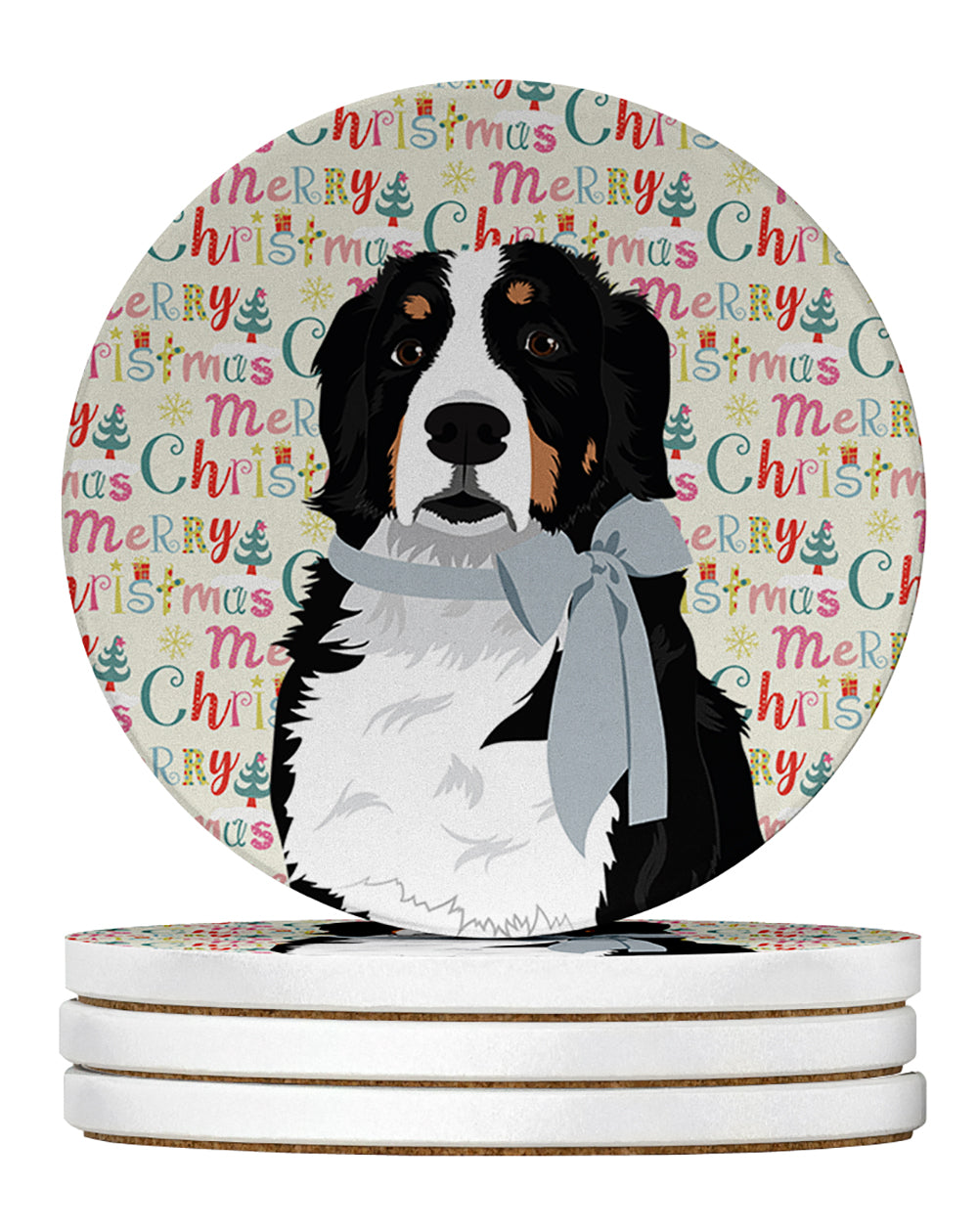 Buy this Bernese Mountain Dog #3 Christmas Large Sandstone Coasters Pack of 4