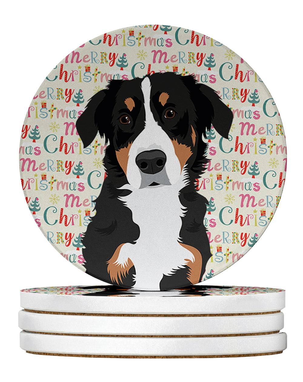 Buy this Bernese Mountain Dog Puppy #2 Christmas Large Sandstone Coasters Pack of 4