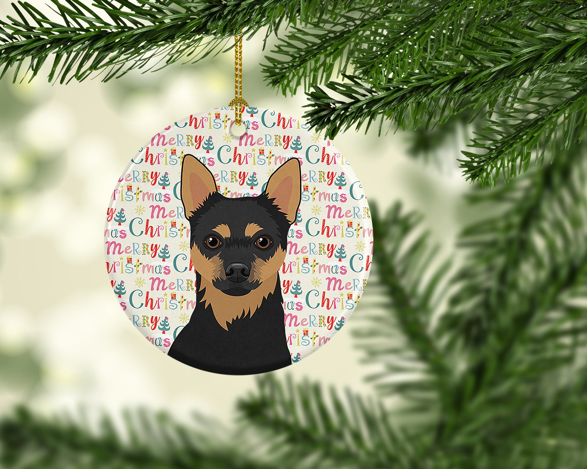 Chihuahua Black and Tan #1 Christmas Ceramic Ornament - the-store.com