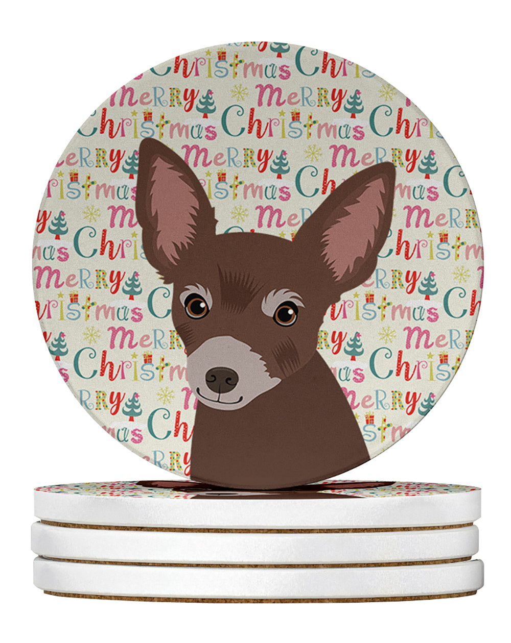 Buy this Chihuahua Chocolate #2 Christmas Large Sandstone Coasters Pack of 4