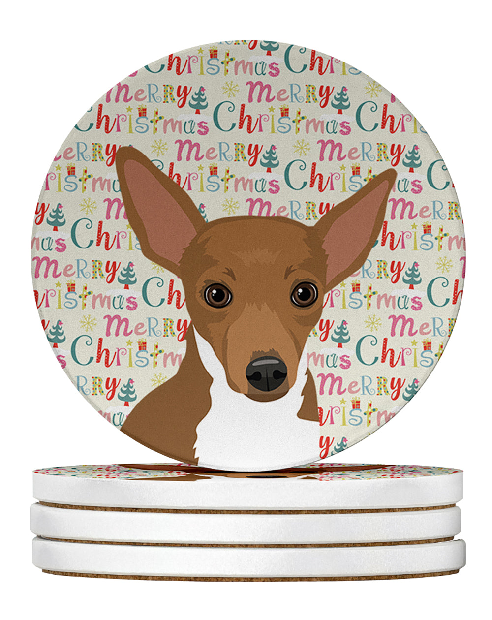 Buy this Chihuahua Chocolate and White #1 Christmas Large Sandstone Coasters Pack of 4