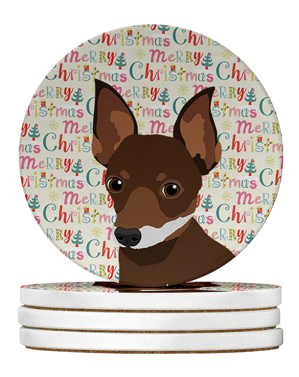 Buy this Chihuahua Chocolate and White #2 Christmas Large Sandstone Coasters Pack of 4