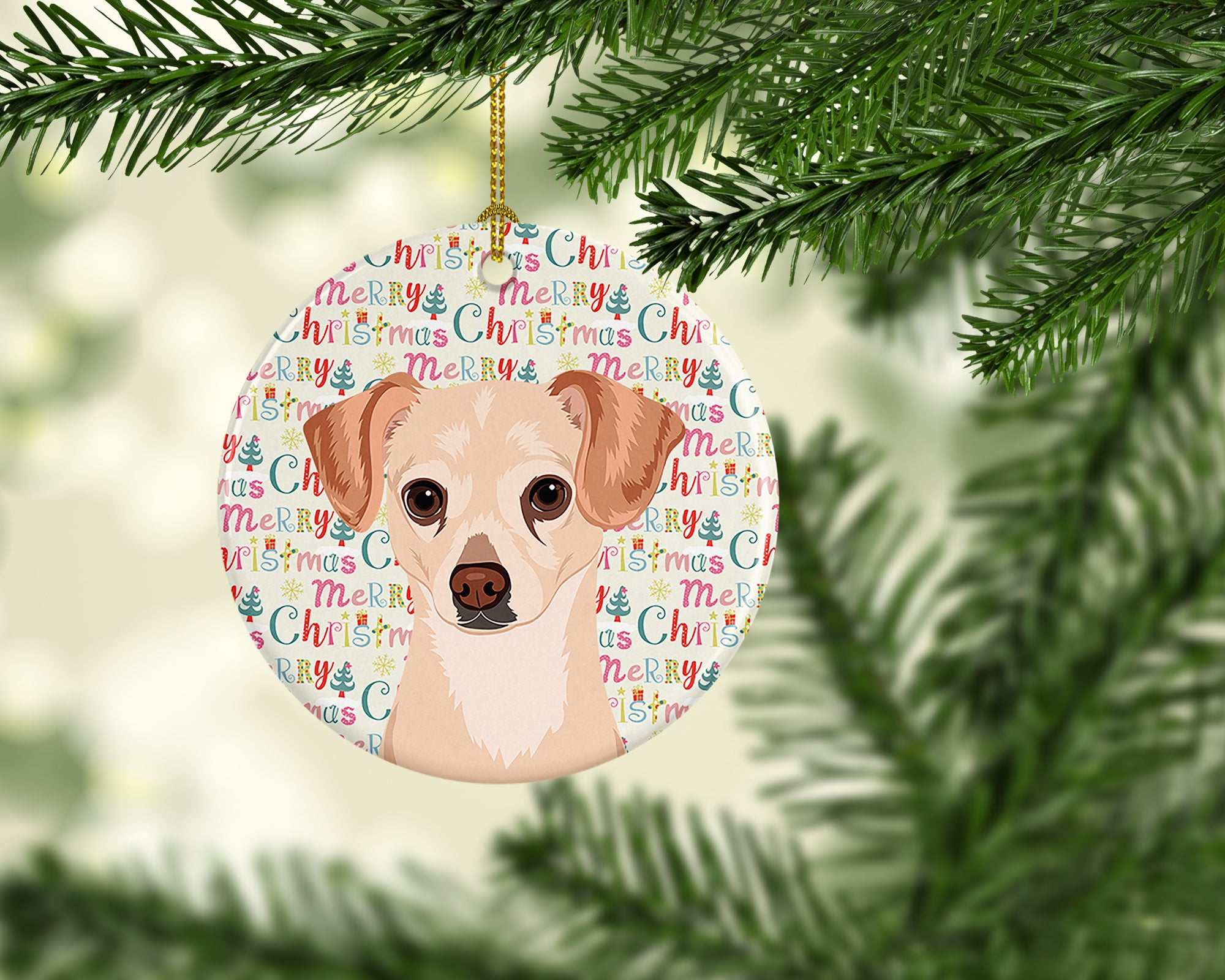 Buy this Chihuahua Cream Christmas Ceramic Ornament