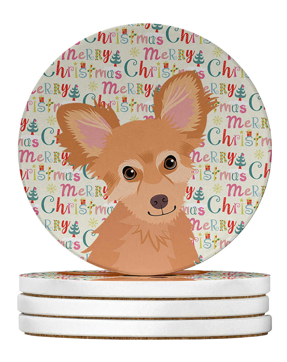 Buy this Chihuahua Fawn Christmas Large Sandstone Coasters Pack of 4