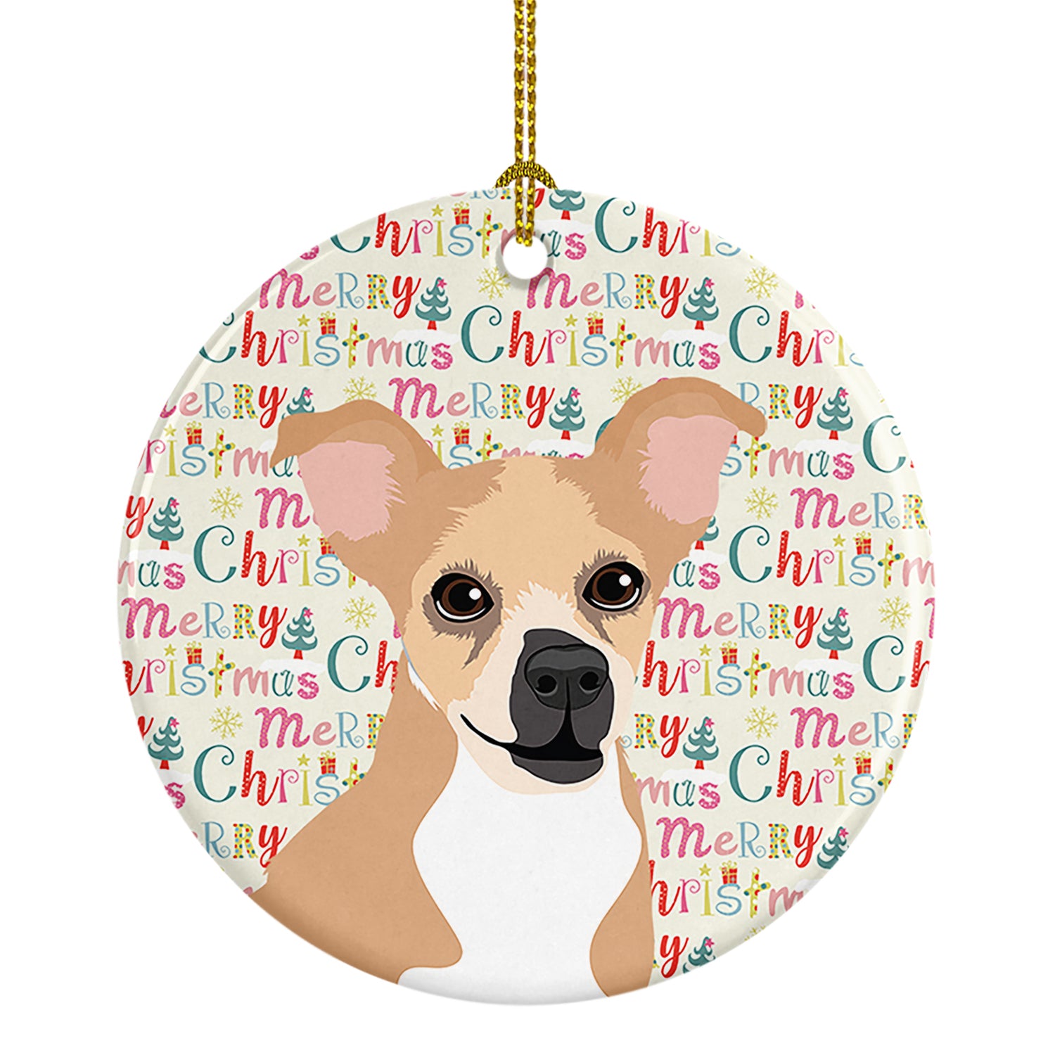 Buy this Chihuahua Gold and White Christmas Ceramic Ornament